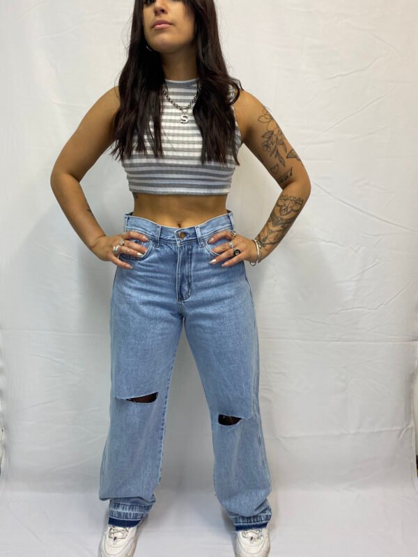 Jeans Wide Leg con Rotura 🖤 Color Celeste - Talles del 36 al 46 - Image 2