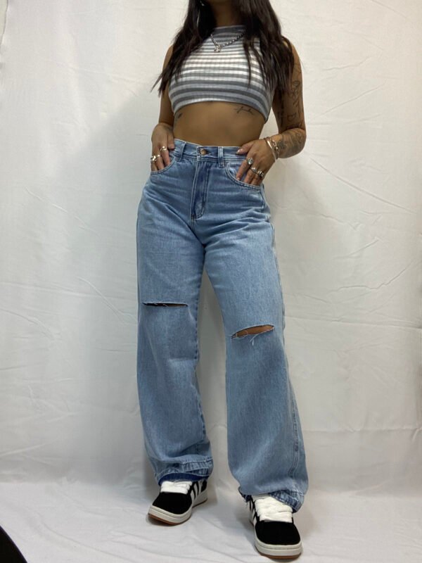 Jeans Wide Leg con Rotura 🖤 Color Celeste - Talles del 36 al 46 - Image 3